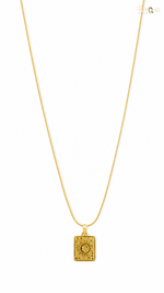 Elegant Gold-Toned Rectangular Pendant Necklace