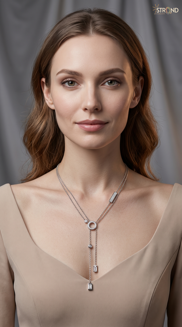 Elegant Double Strand Lariat Necklace