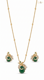 Elegant Green Pendant Necklace with Studs
