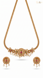 Ornate Gold-Toned Choker Necklace Set