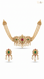 Gold-Toned Choker with Pearl Drops