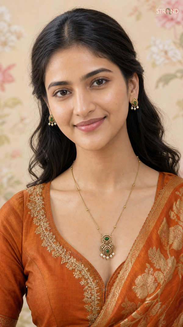 Elegant Green Stone Necklace Set