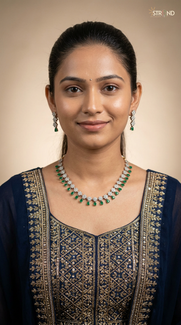 Elegant Green Stone Necklace Set