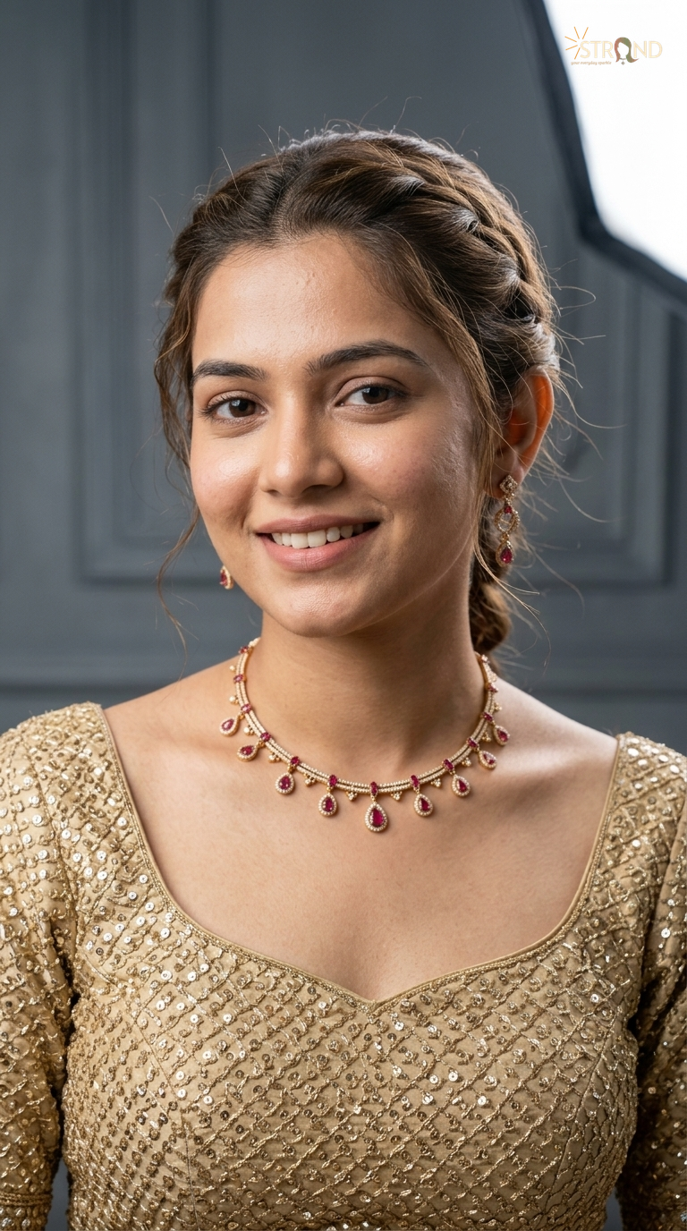 Elegant Gold Necklace with Ruby Accents