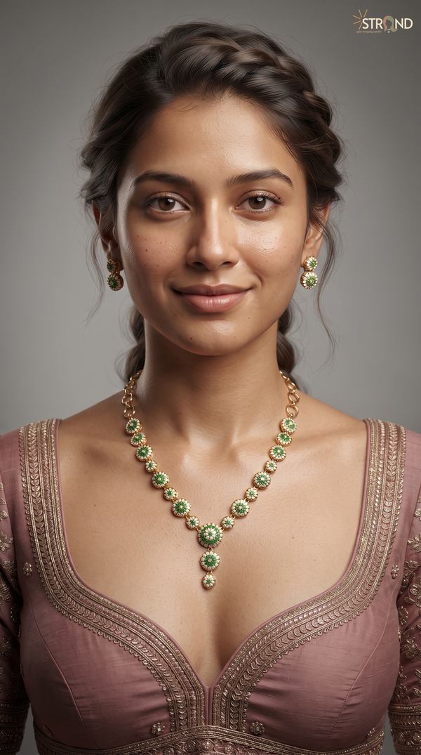 Elegant Green Bead Necklace Set