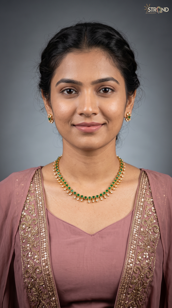 Elegant Emerald Necklace and Earring Set