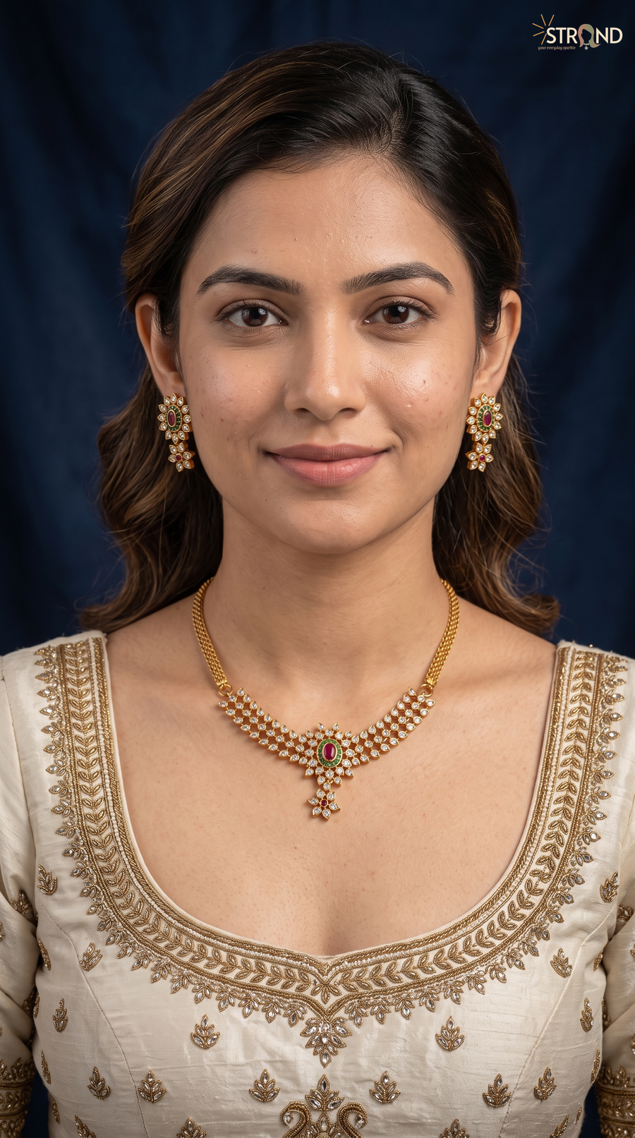 Elegant Gold-Toned Floral Necklace Set