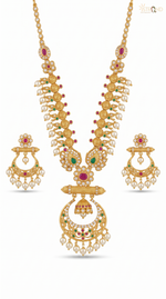 Ornate Gold-Toned Necklace Set with Pearls