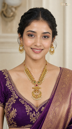 Ornate Gold-Toned Necklace Set with Pearls